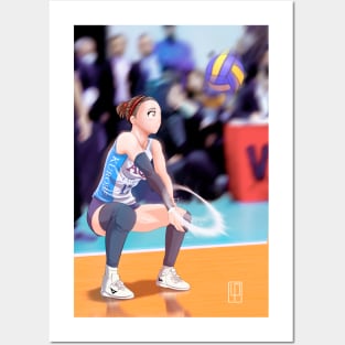 Volleyball anime girl playing Posters and Art